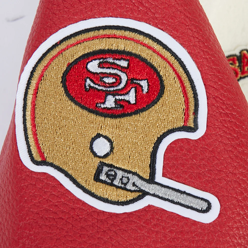 NFL SAN FRANCISCO 49ERS RETRO CLASSICS LITTLE BOY'S RIB WOOL VARSITY JACKE (EGGSHELL/ RED) - Image 9