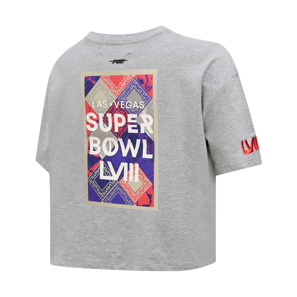 NFL NFL SUPERBOWL LVIII SINGLE JERSEY BOXY WOMEN'S TEE (HEATHER GREY) - Image 3