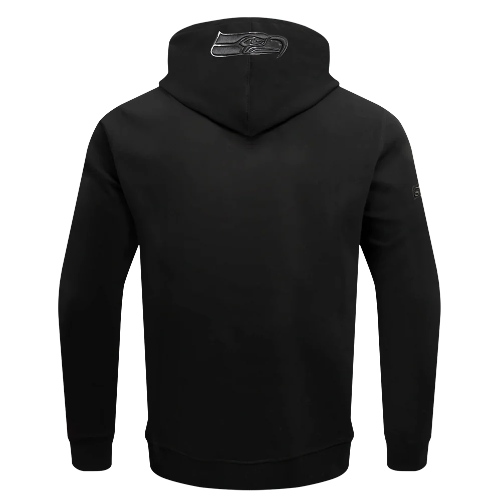 NFL SEATTLE SEAHAWKS TRIPLE BLACK MEN'S DOUBLE KNIT PULLOVER HOODIE (TRIPLE BLACK MEN'S) - Image 4