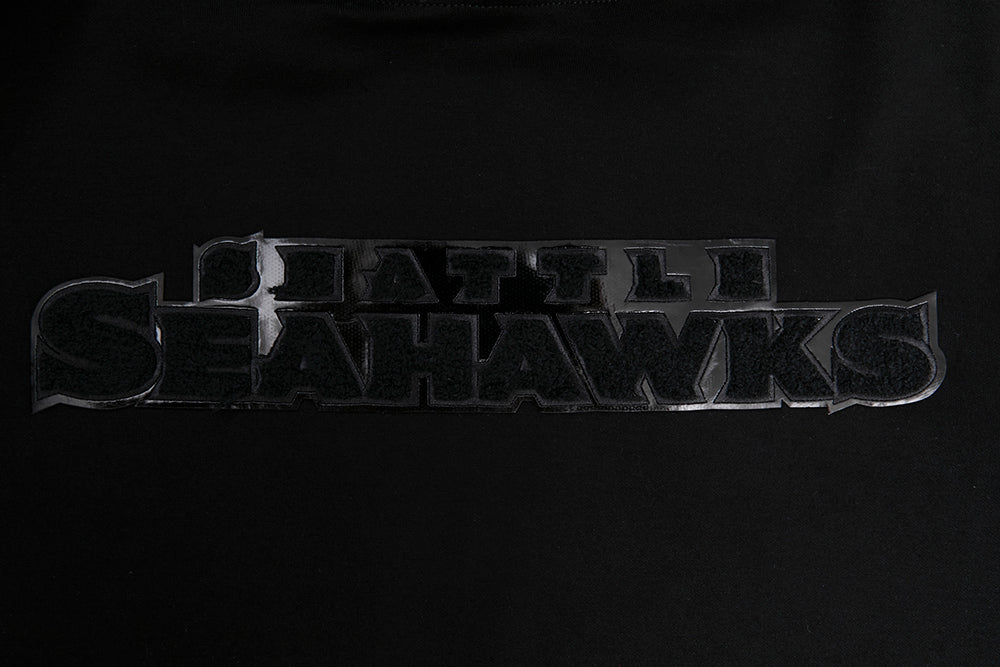 NFL SEATTLE SEAHAWKS TRIPLE BLACK MEN'S DOUBLE KNIT PULLOVER HOODIE (TRIPLE BLACK MEN'S) - Image 5