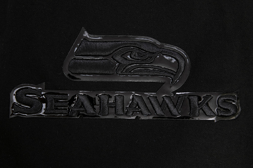 NFL SEATTLE SEAHAWKS TRIPLE BLACK MEN'S DOUBLE KNIT PULLOVER HOODIE (TRIPLE BLACK MEN'S) - Image 6