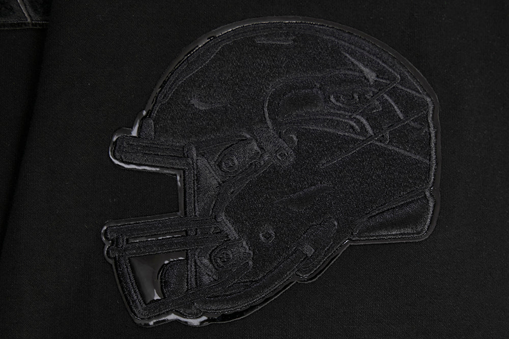 NFL SEATTLE SEAHAWKS TRIPLE BLACK MEN'S DOUBLE KNIT PULLOVER HOODIE (TRIPLE BLACK MEN'S) - Image 7