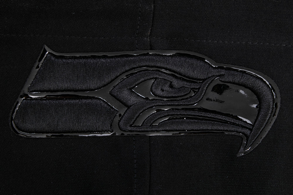 NFL SEATTLE SEAHAWKS TRIPLE BLACK MEN'S DOUBLE KNIT PULLOVER HOODIE (TRIPLE BLACK MEN'S) - Image 8