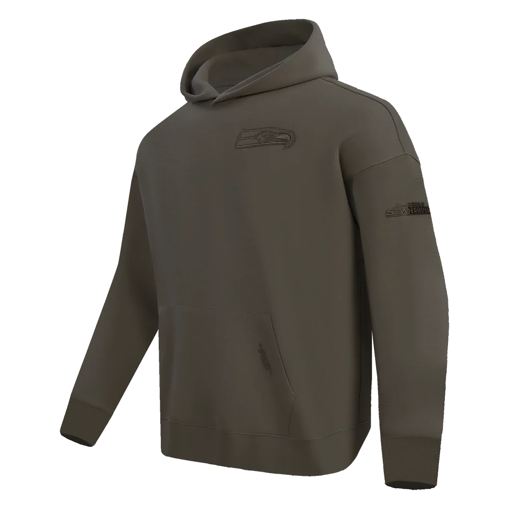 NFL SEATTLE SEAHAWKS NEUTRAL DROP SHOULDER MEN'S PULLOVER HOODIE (DARK TAUPE) - Image 2