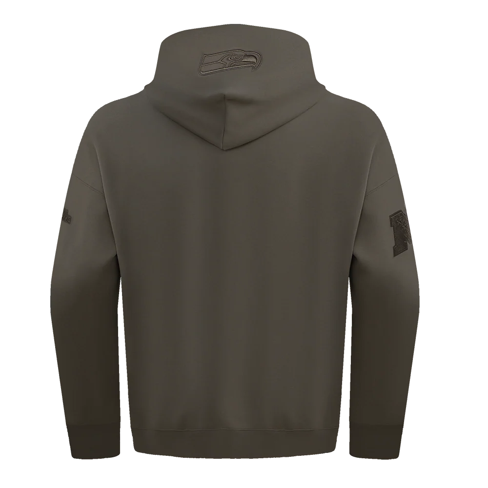 NFL SEATTLE SEAHAWKS NEUTRAL DROP SHOULDER MEN'S PULLOVER HOODIE (DARK TAUPE) - Image 3
