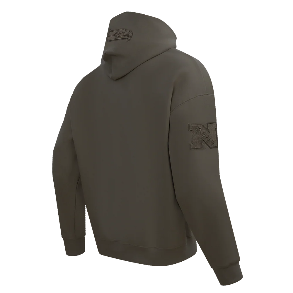 NFL SEATTLE SEAHAWKS NEUTRAL DROP SHOULDER MEN'S PULLOVER HOODIE (DARK TAUPE) - Image 4
