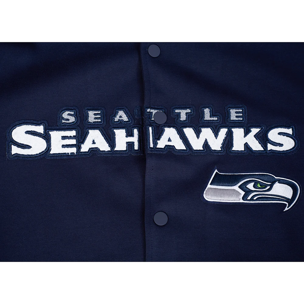 NFL SEATTLE SEAHAWKS PRO GAME DAY MEN'S DBL KNIT JACKET (MIDNIGHT NAVY/WHITE) - Image 8