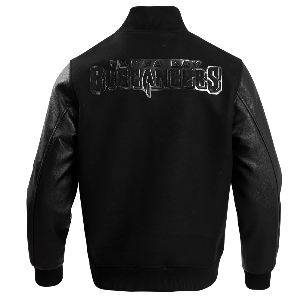 NFL TAMPA BAY BUCCANEERS TRIPLE BLACK MEN'S WOOL VARSITY JACKET (TRIPLE BLACK MEN'S) - Image 4