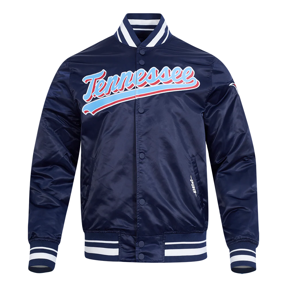 NFL TENNESSEE TITANS SCRIPT TAIL MEN'S SATIN JACKET (MIDNIGHT NAVY) - Image 3