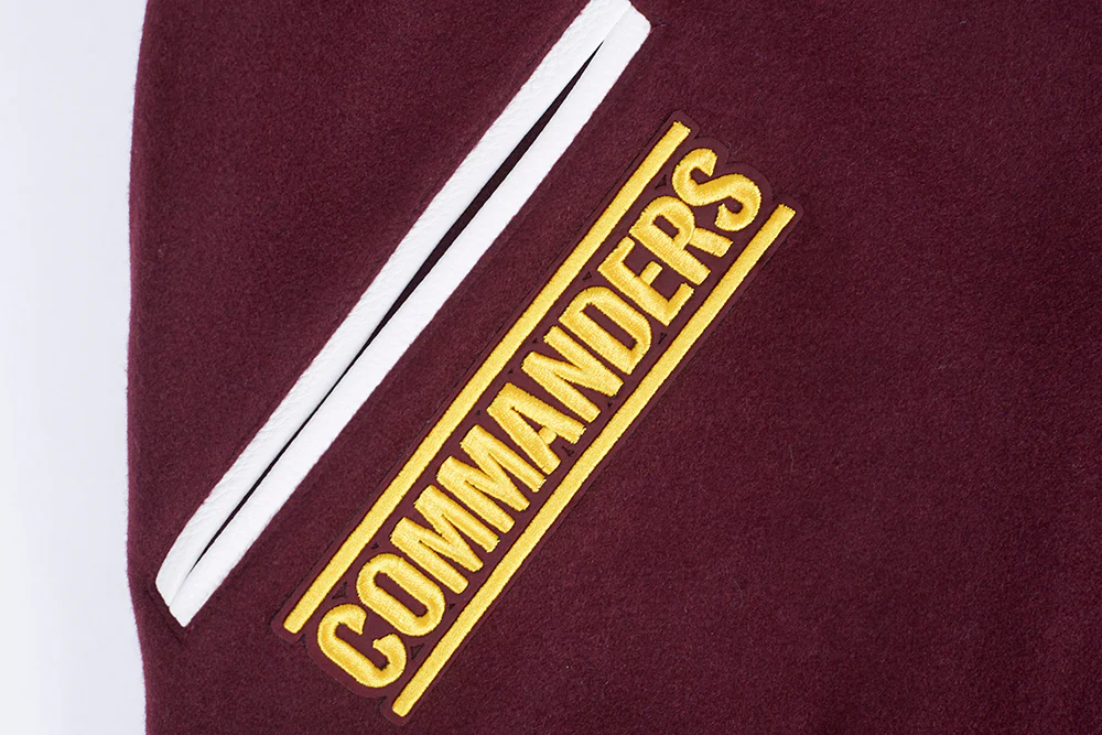 NFL WASHINGTON COMMANDERS MASHUP MEN'S RIB WOOL VARSITY JACKET (WINE/WHITE) - Image 7
