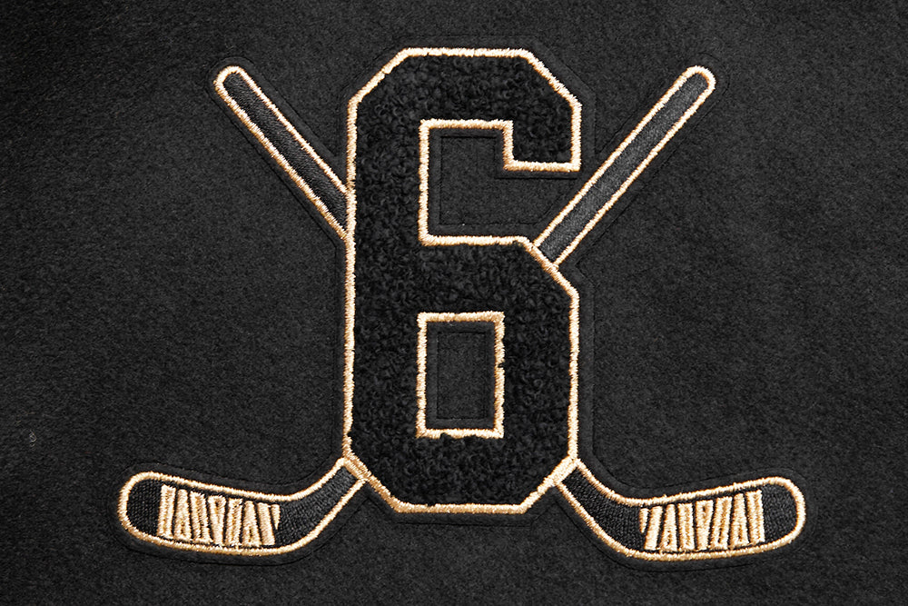 NHL ORIGINAL SIX WOOL VARSITY JACKET (JET BLACK) - Image 7