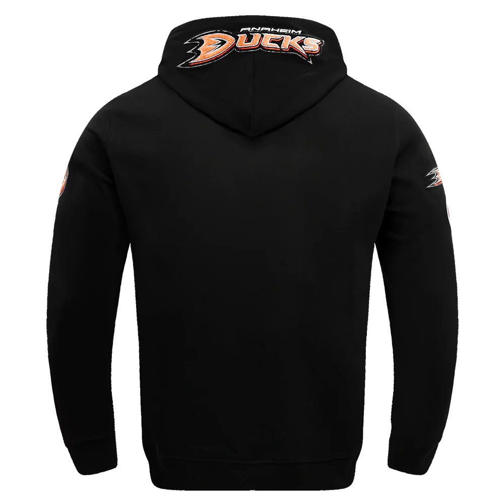 NHL ANAHEIM DUCKS CLASSIC CHENILLE MEN'S DOUBLE KNIT PULLOVER HOODIE (BLACK) - Image 6