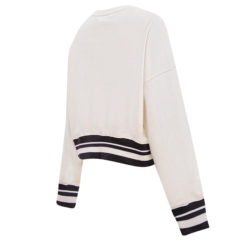 NHL BOSTON BRUINS RETRO CLASSIC WOMEN'S RIB CREWNECK (EGGSHELL/ BLACK) - Image 3