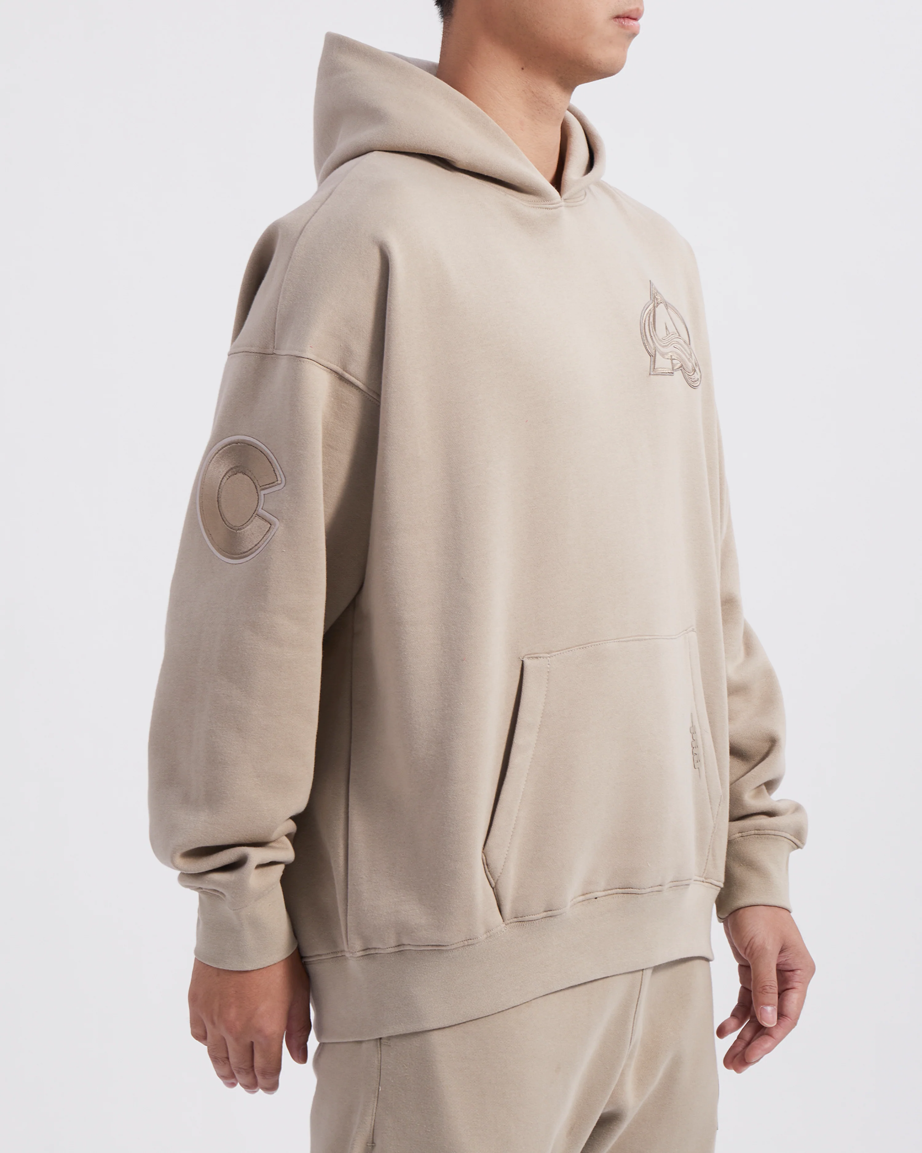 NHL COLORADO AVALANCHE NEUTRAL MEN'S DROP SHOULDER PULLOVER HOODIE (TAUPE) - Image 4