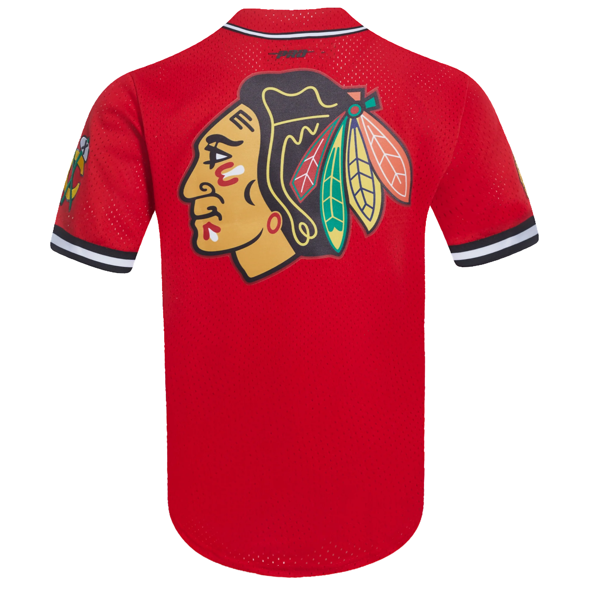 NHL CHICAGO BLACKHAWKS CLASSIC MEN'S MESH BUTTON DOWN SHIRT (RED/BLACK) - Image 3