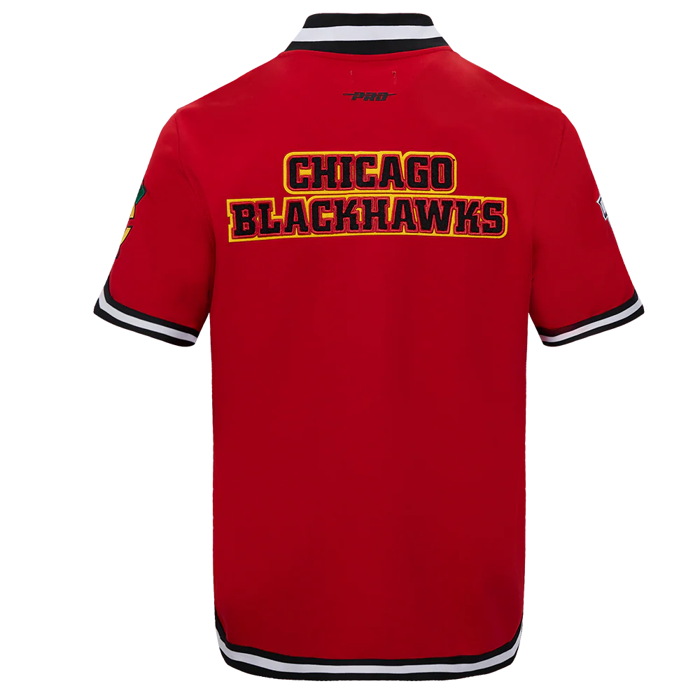 NHL CHICAGO BLACKHAWKS CLASSIC MEN'S WARM UP JACKET (RED/BLACK) - Image 4