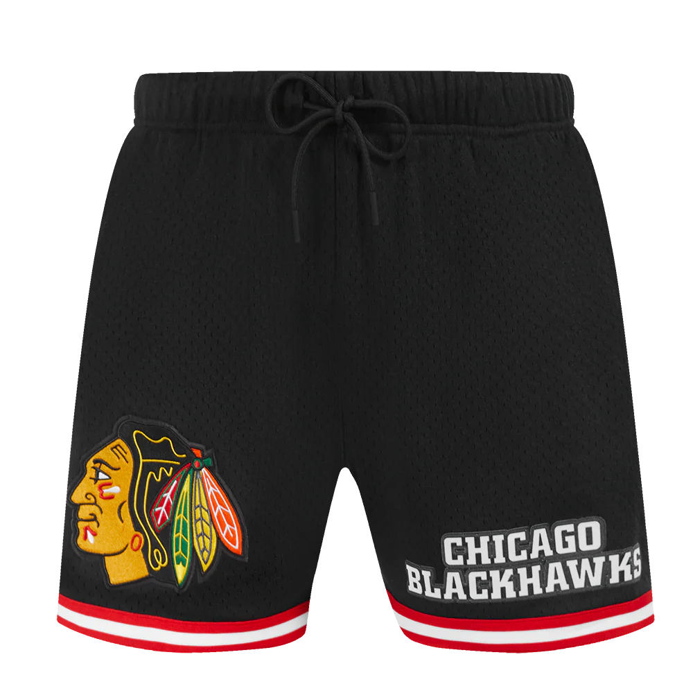 NHL CHICAGO BLACKHAWKS CLASSIC MEN'S MESH SHORT (BLACK/RED) - Image 2