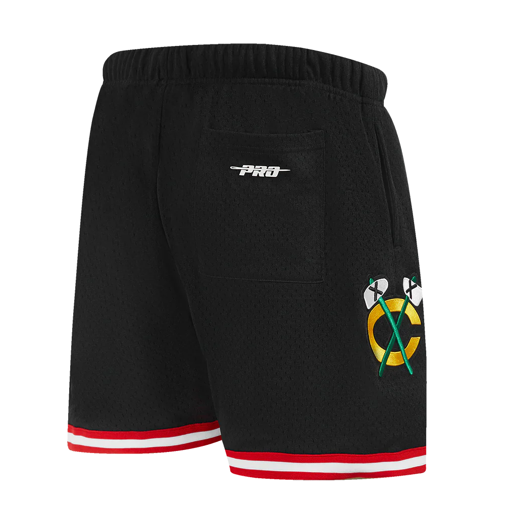 NHL CHICAGO BLACKHAWKS CLASSIC MEN'S MESH SHORT (BLACK/RED) - Image 3