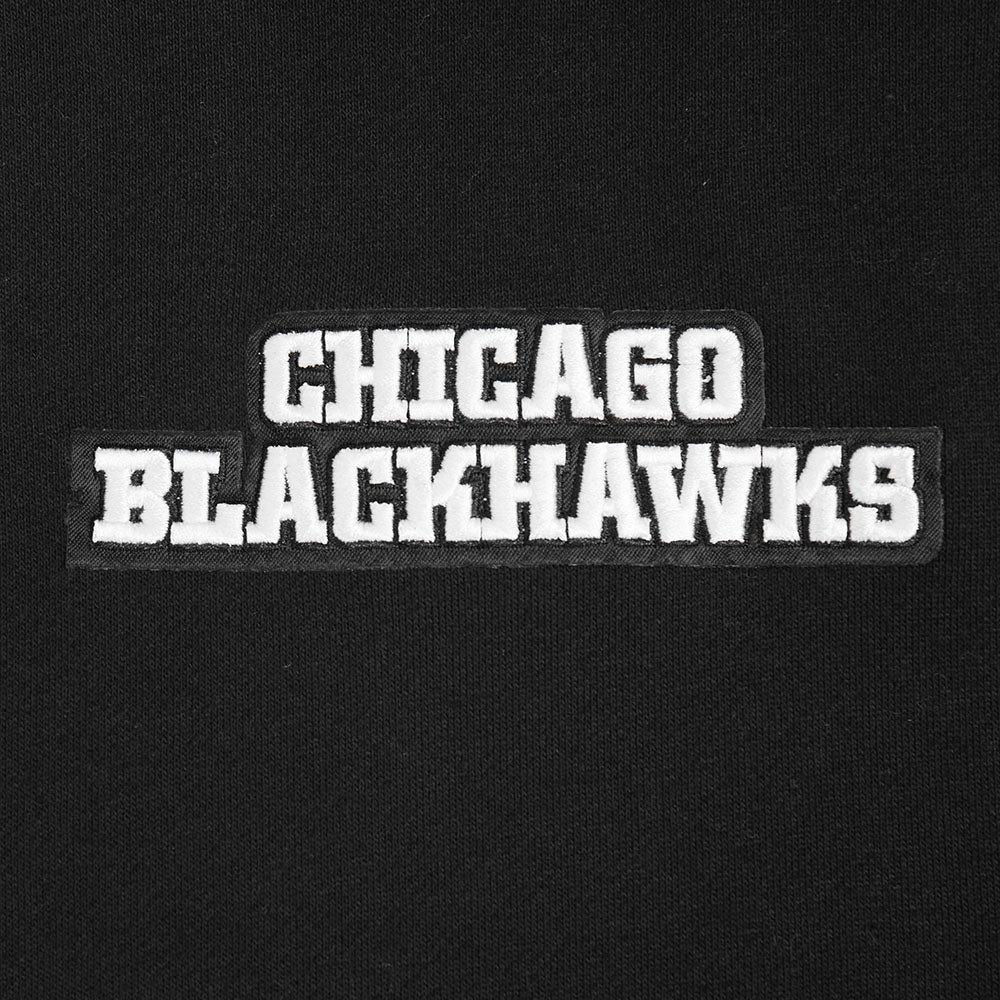 NHL CHICAGO BLACKHAWKS WINGSPAN MEN'S DROP SHOULDER FLEECE PULLOVER HOODIE (BLACK) - Image 7