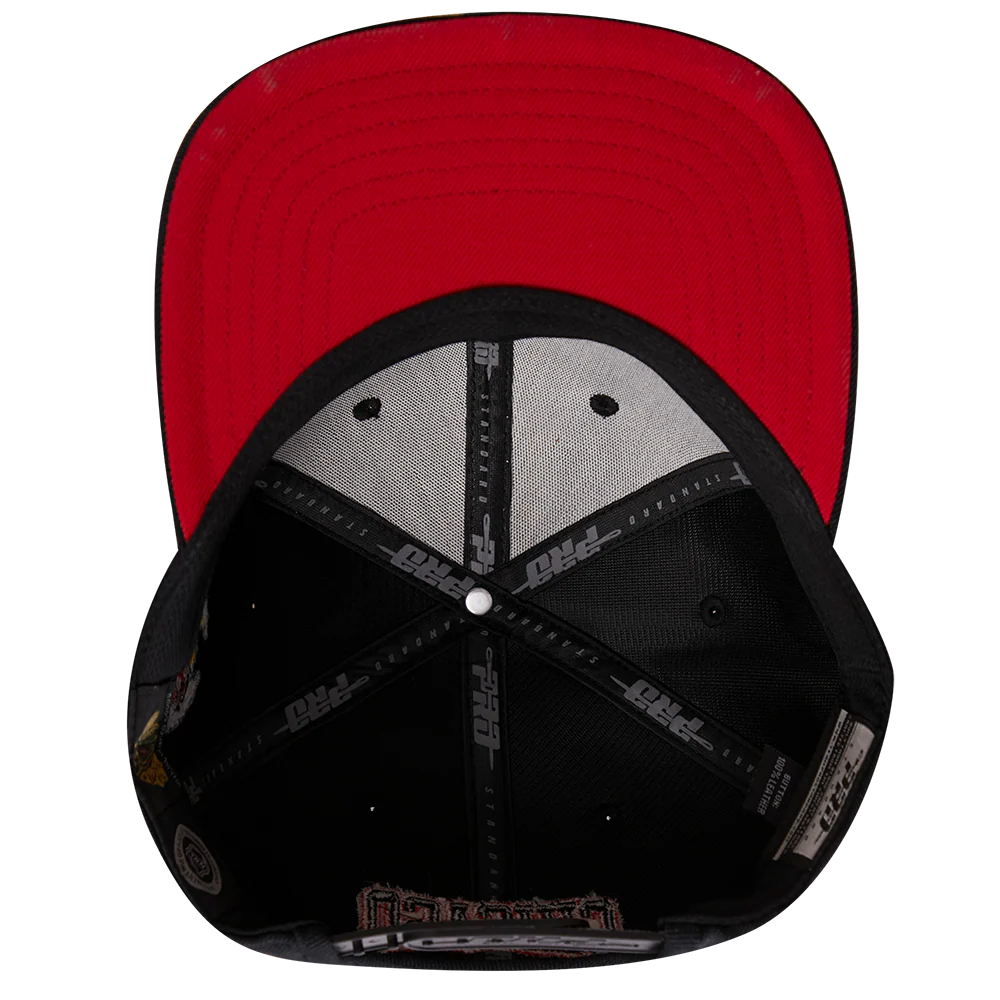 NHL CHICAGO BLACKHAWKS CREST EMBLEM WOOL SNAPBACK HAT (BLACK) - Image 6