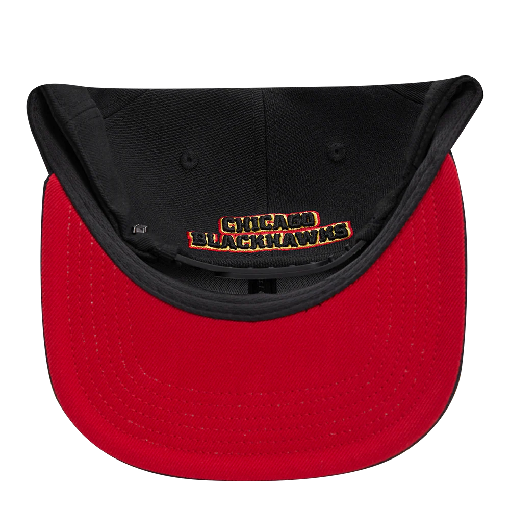 NHL CHICAGO BLACKHAWKS HYBRID SNAPBACK HAT (BLACK) - Image 7