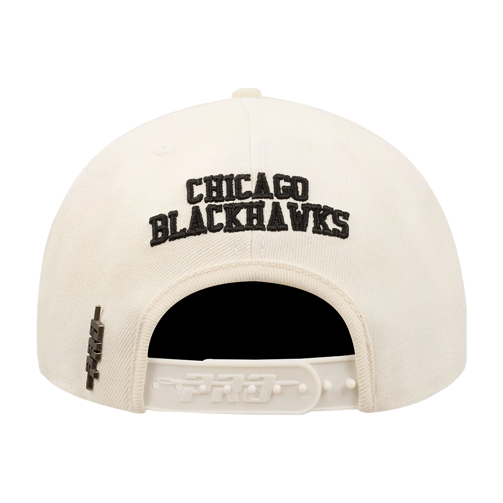 NHL CHICAGO BLACKHAWKS RETRO CLASSIC UNISEX WORDMARK LOGO WOOL SNAPBACK (EGGSHELL) - Image 4