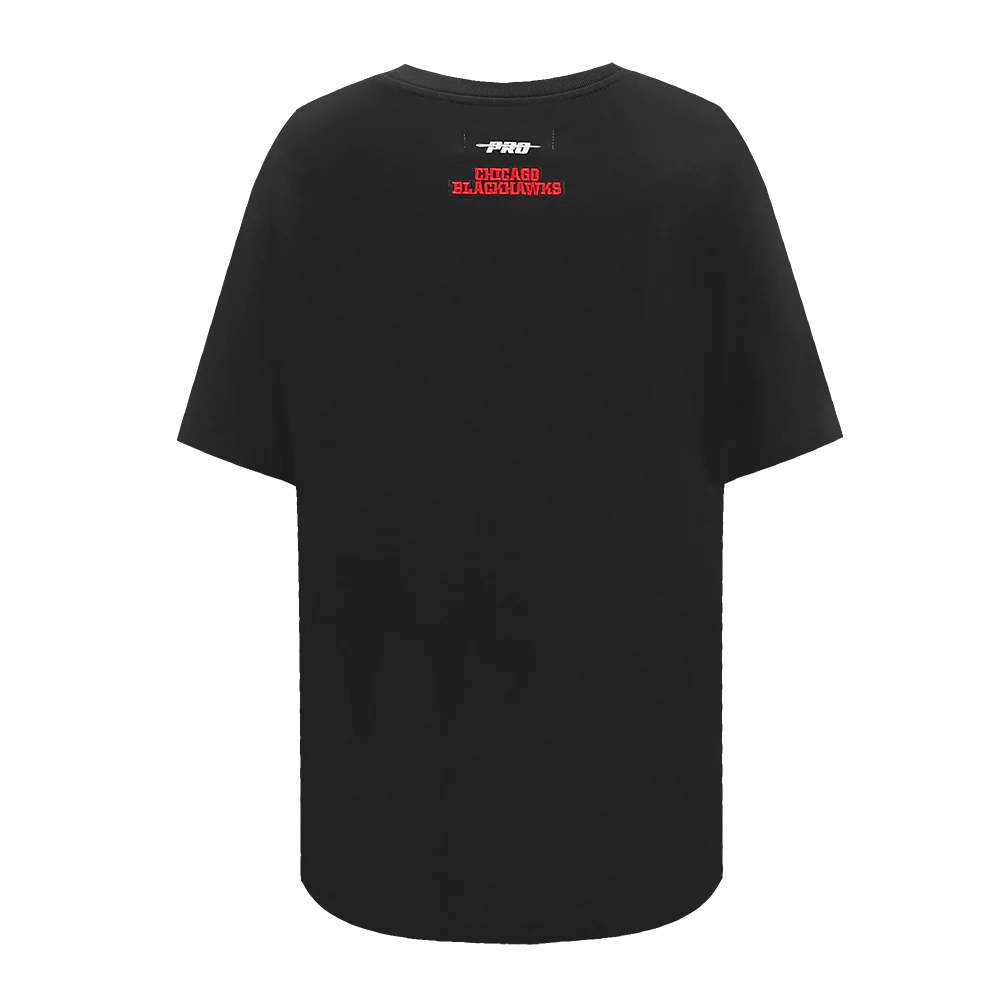 NHL CHICAGO BLACKHAWKS SCRIPT TAIL WOMEN'S BOYFRIEND TEE (BLACK) - Image 3