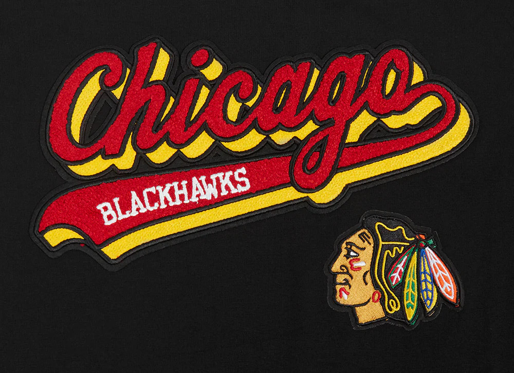 NHL CHICAGO BLACKHAWKS SCRIPT TAIL WOMEN'S BOYFRIEND TEE (BLACK) - Image 5