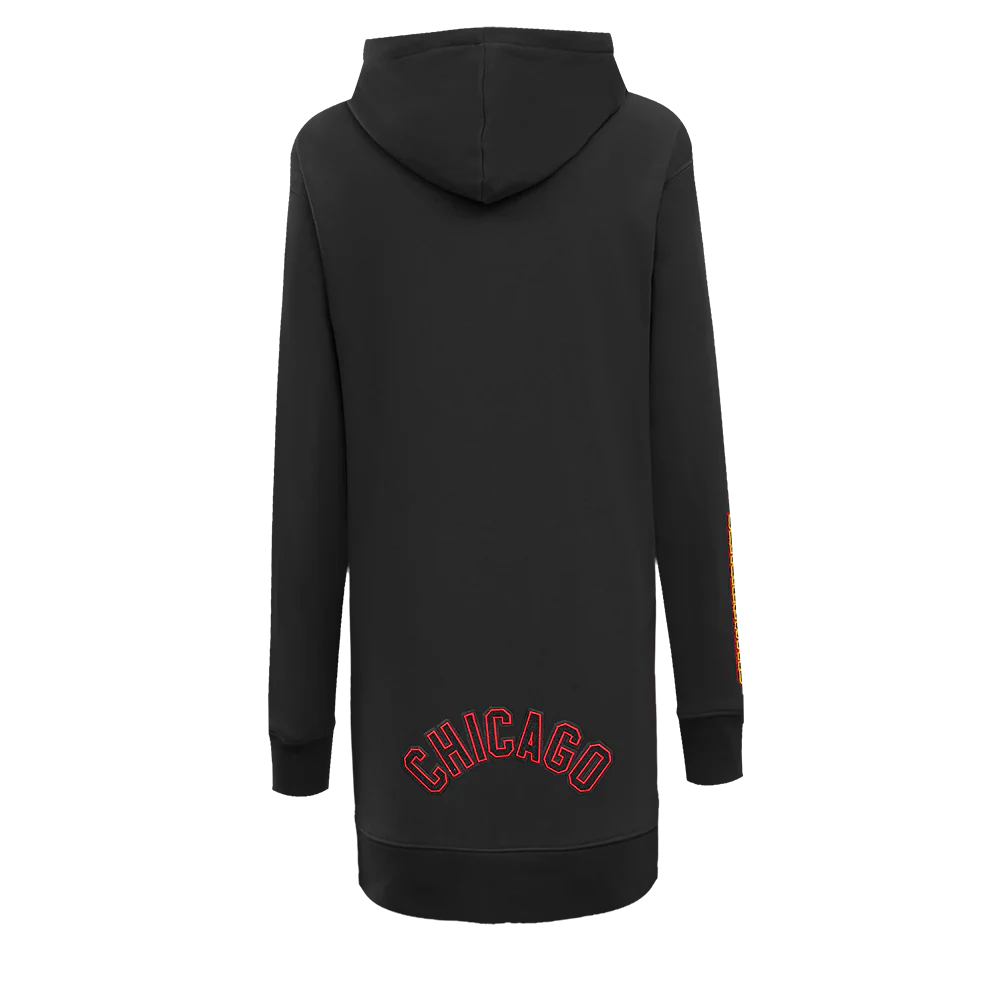 NHL CHICAGO BLACKHAWKS CLASSIC WOMEN'S FLC HOODIE DRESS (BLACK) - Image 3