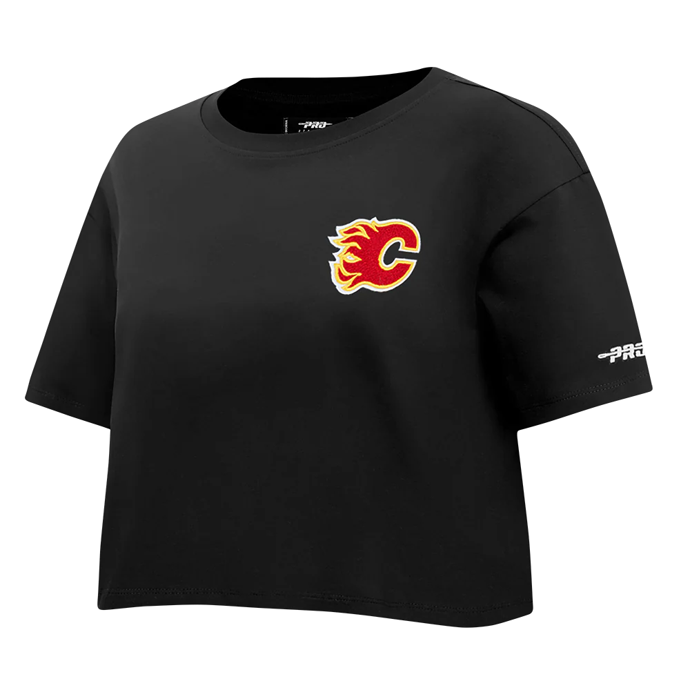 NHL CALGARY FLAMES CLASSIC WOMEN'S SJ BOXY TEE (BLACK) - Image 3