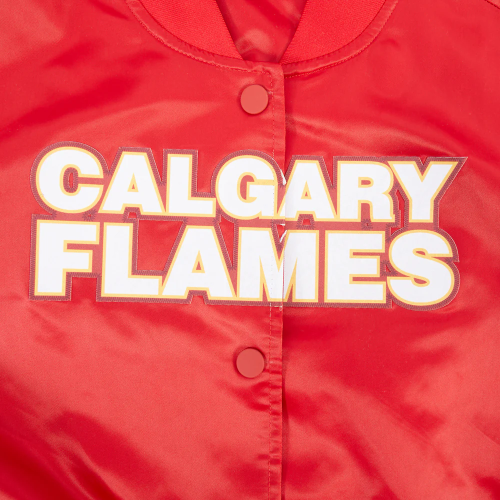 NHL CALGARY FLAMES CLASSIC WOMEN'S SATIN JACKET (RED) - Image 5