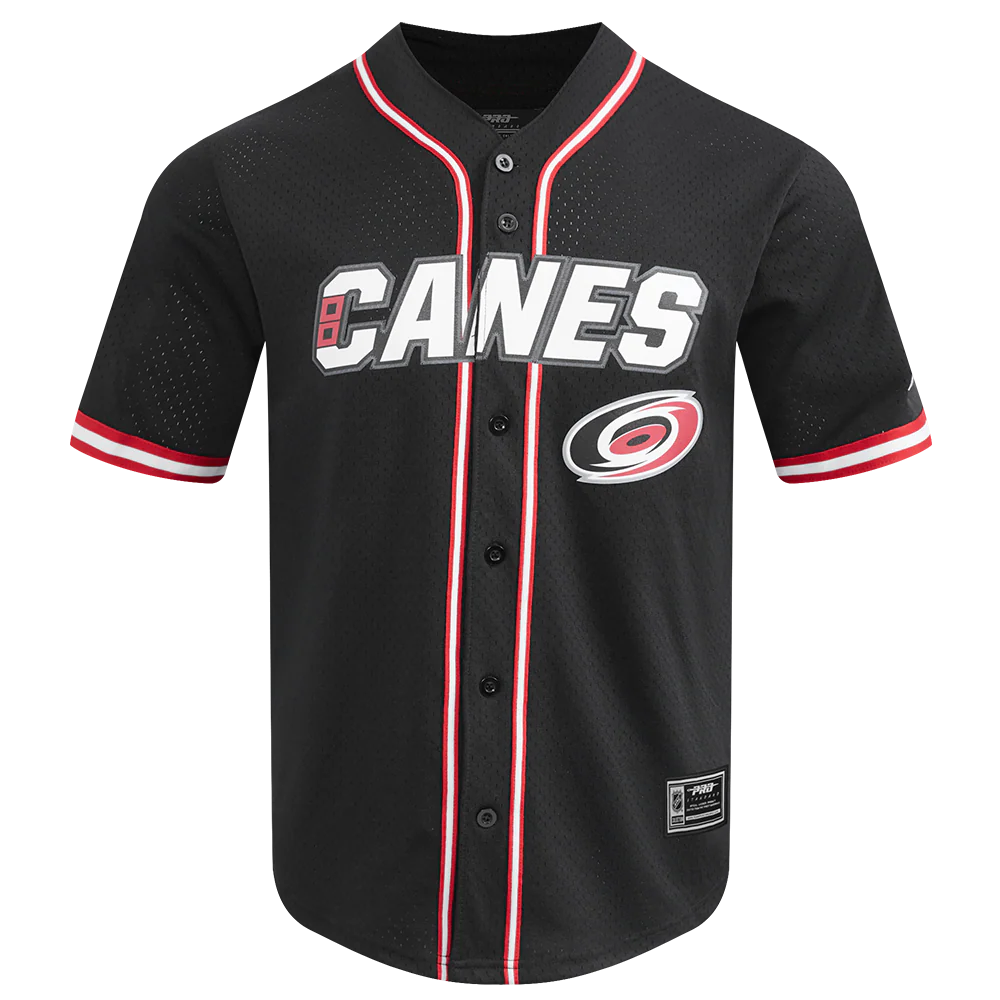 NHL CAROLINA HURRICANES CLASSIC MESH MEN'S BUTTON DOWN SHIRT (BLACK/RED)