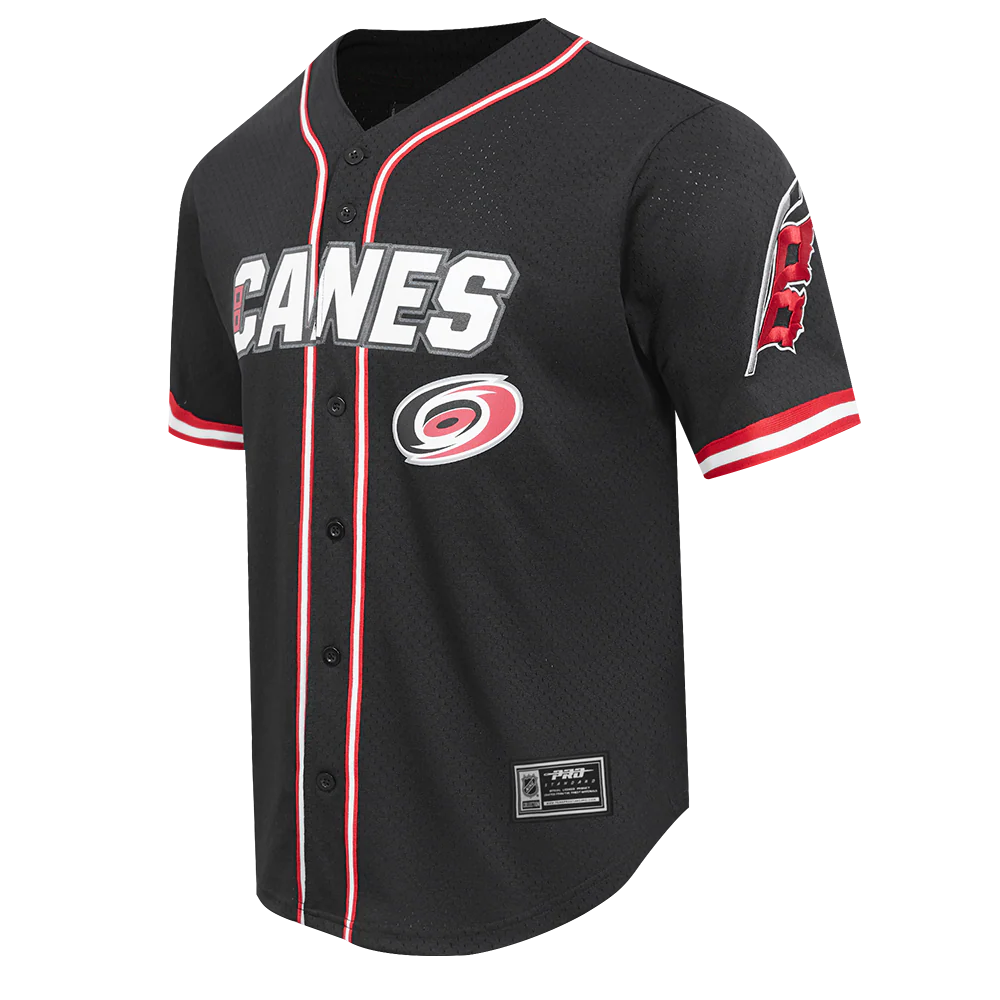NHL CAROLINA HURRICANES CLASSIC MESH MEN'S BUTTON DOWN SHIRT (BLACK/RED) - Image 2