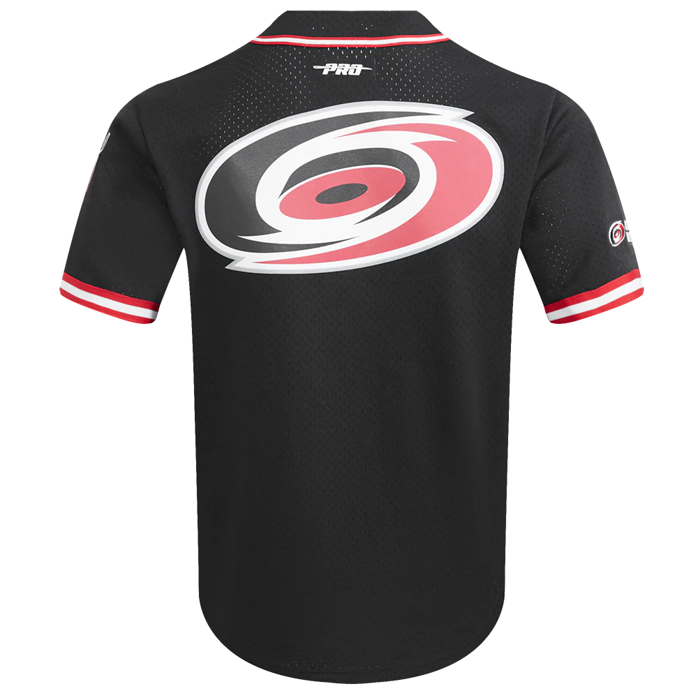 NHL CAROLINA HURRICANES CLASSIC MESH MEN'S BUTTON DOWN SHIRT (BLACK/RED) - Image 3