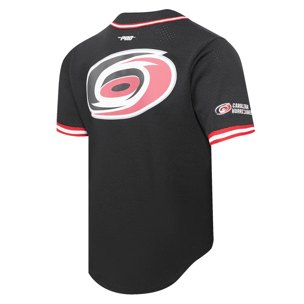 NHL CAROLINA HURRICANES CLASSIC MESH MEN'S BUTTON DOWN SHIRT (BLACK/RED) - Image 4