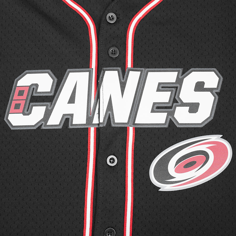 NHL CAROLINA HURRICANES CLASSIC MESH MEN'S BUTTON DOWN SHIRT (BLACK/RED) - Image 8