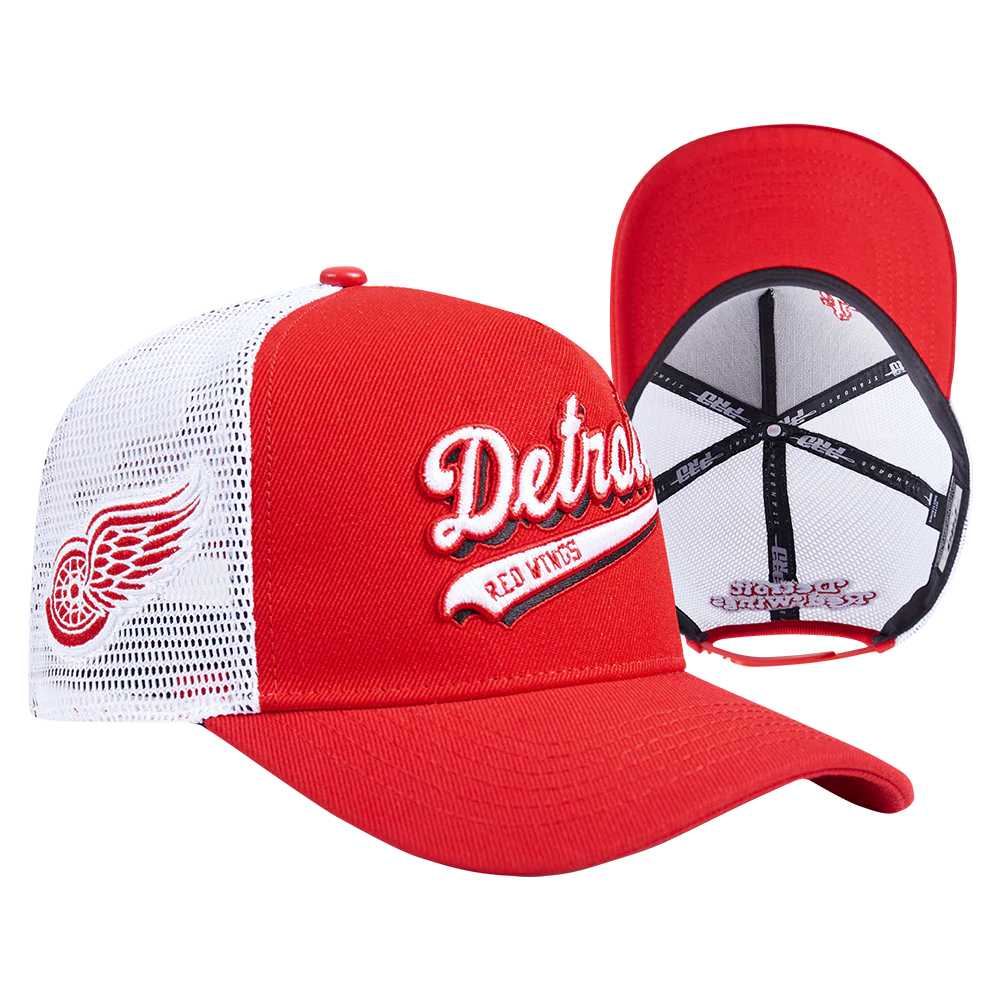 NHL DETROIT RED WINGS SCRIPT TAIL TRUCKER HAT (RED) - Image 7