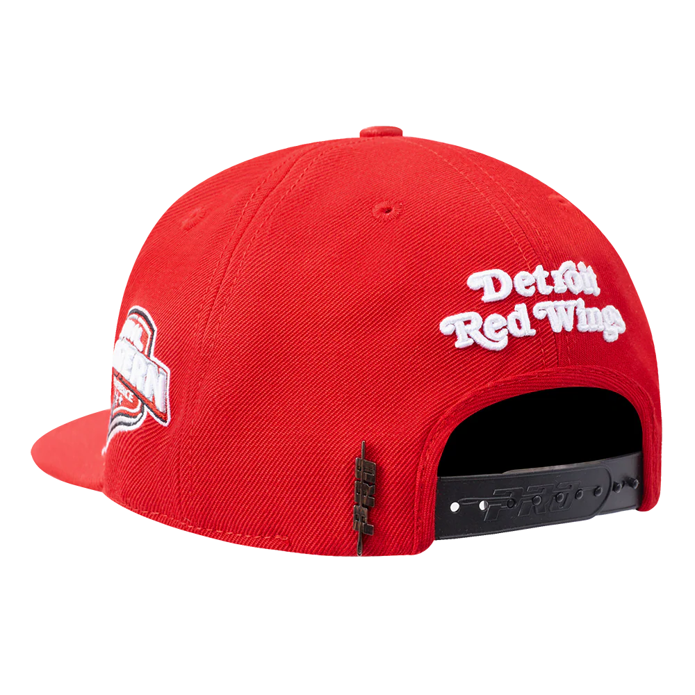 NHL DETROIT RED WINGS OLD ENGLISH UNISEX 6 PANEL SNAPBACK HAT (RED) - Image 4