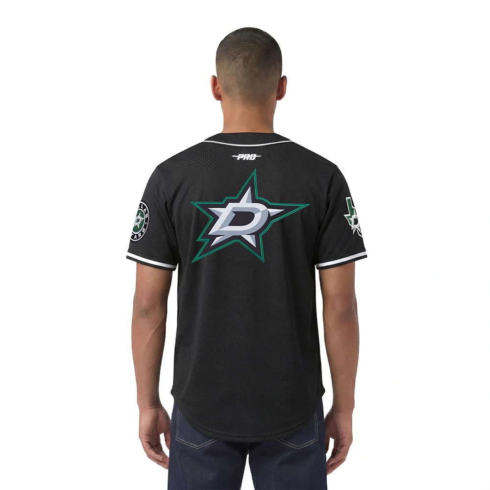 NHL DALLAS STARS CLASSIC MEN'S MESH BUTTON DOWN SHIRT (BLACK) - Image 2