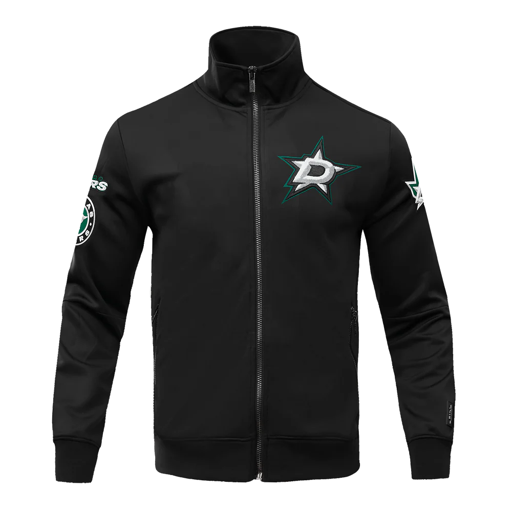 NHL DALLAS STARS CLASSIC CHENILLE MEN'S DOUBLE KNIT TRACK JACKET (BLACK)