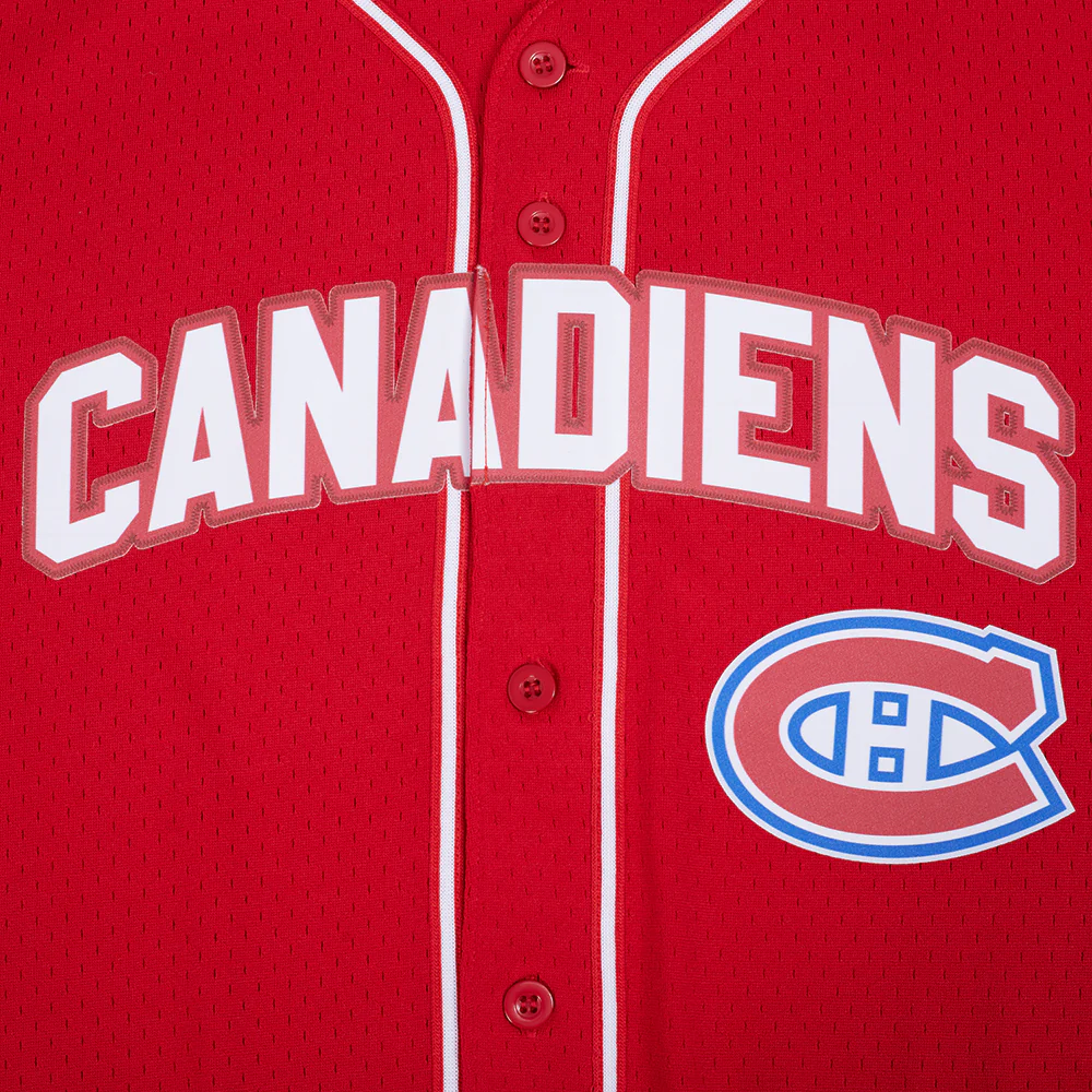 NHL MONTRÉAL CANADIENS CLASSIC MESH MEN'S BUTTON DOWN SHIRT (RED) - Image 5