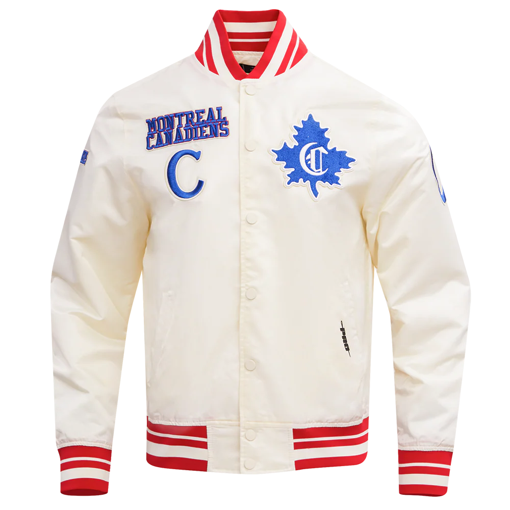NHL MONTRÉAL CANADIENS RETRO CLASSIC MEN'S RIB SATIN JACKET (EGGSHELL/ RED)