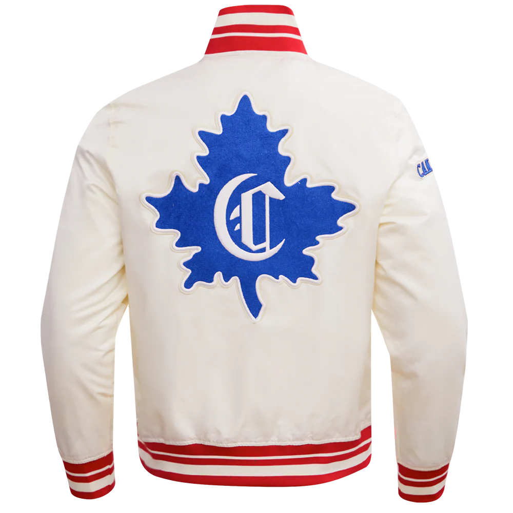 NHL MONTRÉAL CANADIENS RETRO CLASSIC MEN'S RIB SATIN JACKET (EGGSHELL/ RED) - Image 4