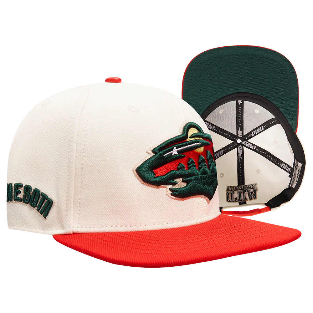 NHL MINNESOTA WILD RETRO CLASSIC UNISEX PRIMARY LOGO WOOL SNAPBACK HAT (EGGSHELL) - Image 8