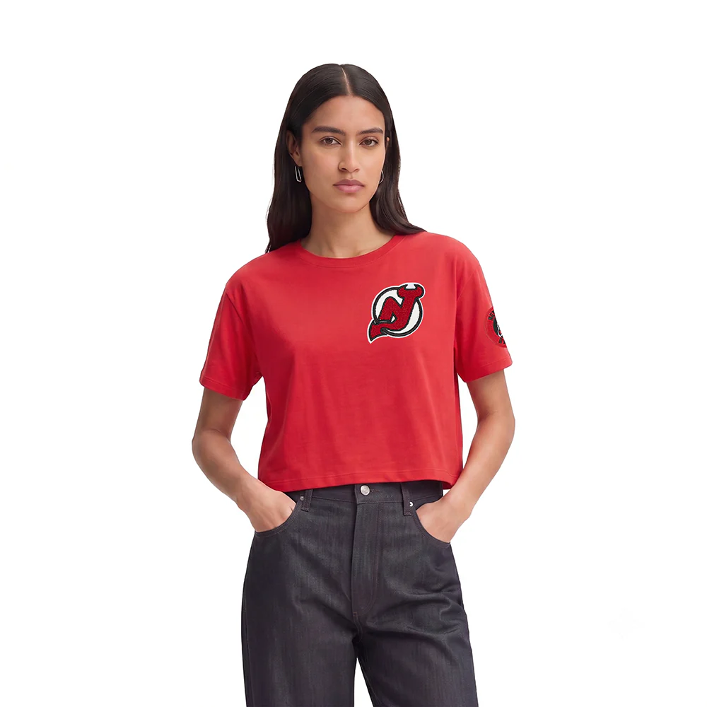 NHL NEW JERSEY DEVILS CLASSIC WOMEN'S BOXY TEE (RED)