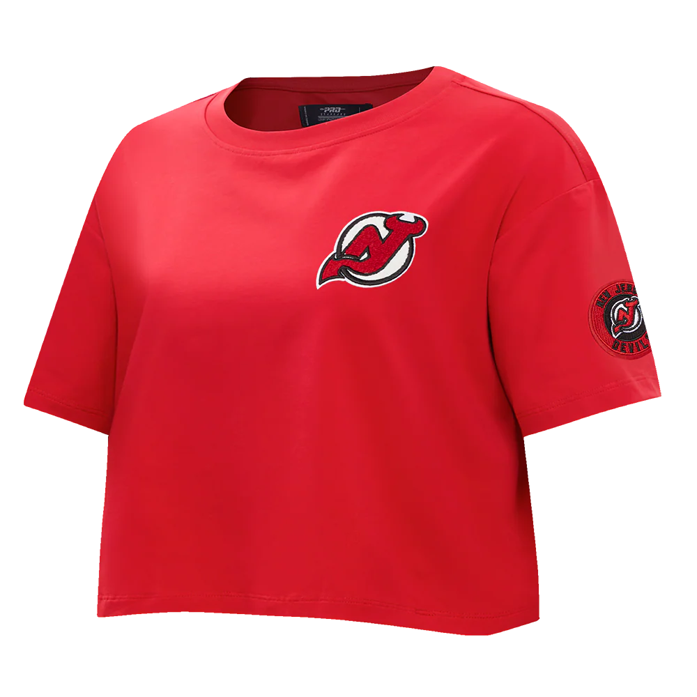 NHL NEW JERSEY DEVILS CLASSIC WOMEN'S BOXY TEE (RED) - Image 4