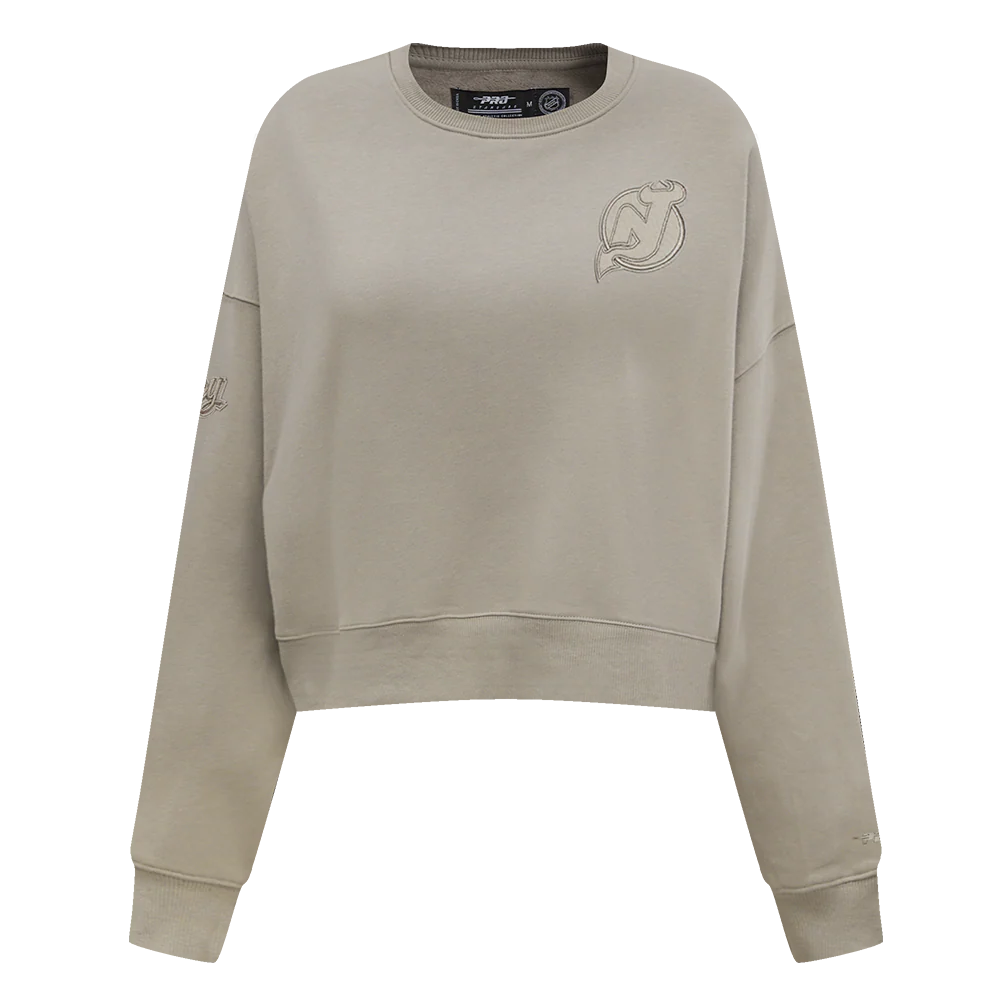 NHL NEW JERSEY DEVILS NEUTRAL WOMEN'S CREWNECK (TAUPE)