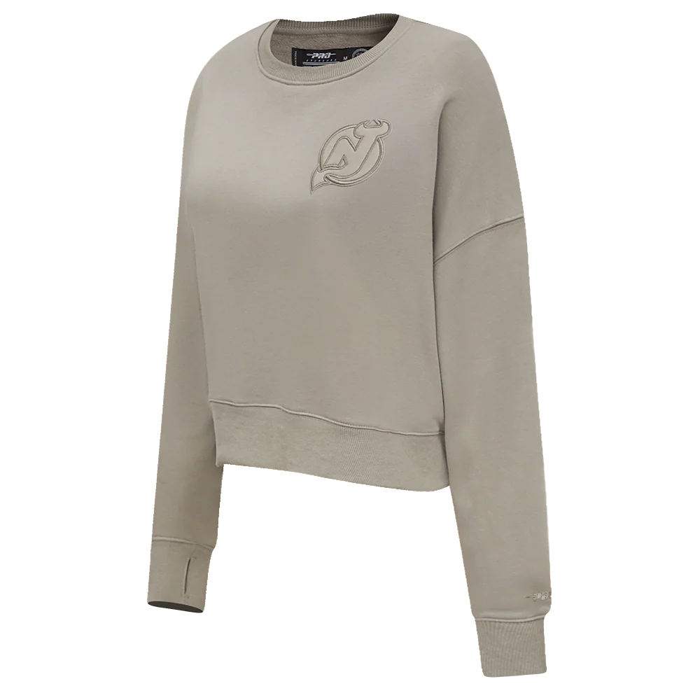 NHL NEW JERSEY DEVILS NEUTRAL WOMEN'S CREWNECK (TAUPE) - Image 2