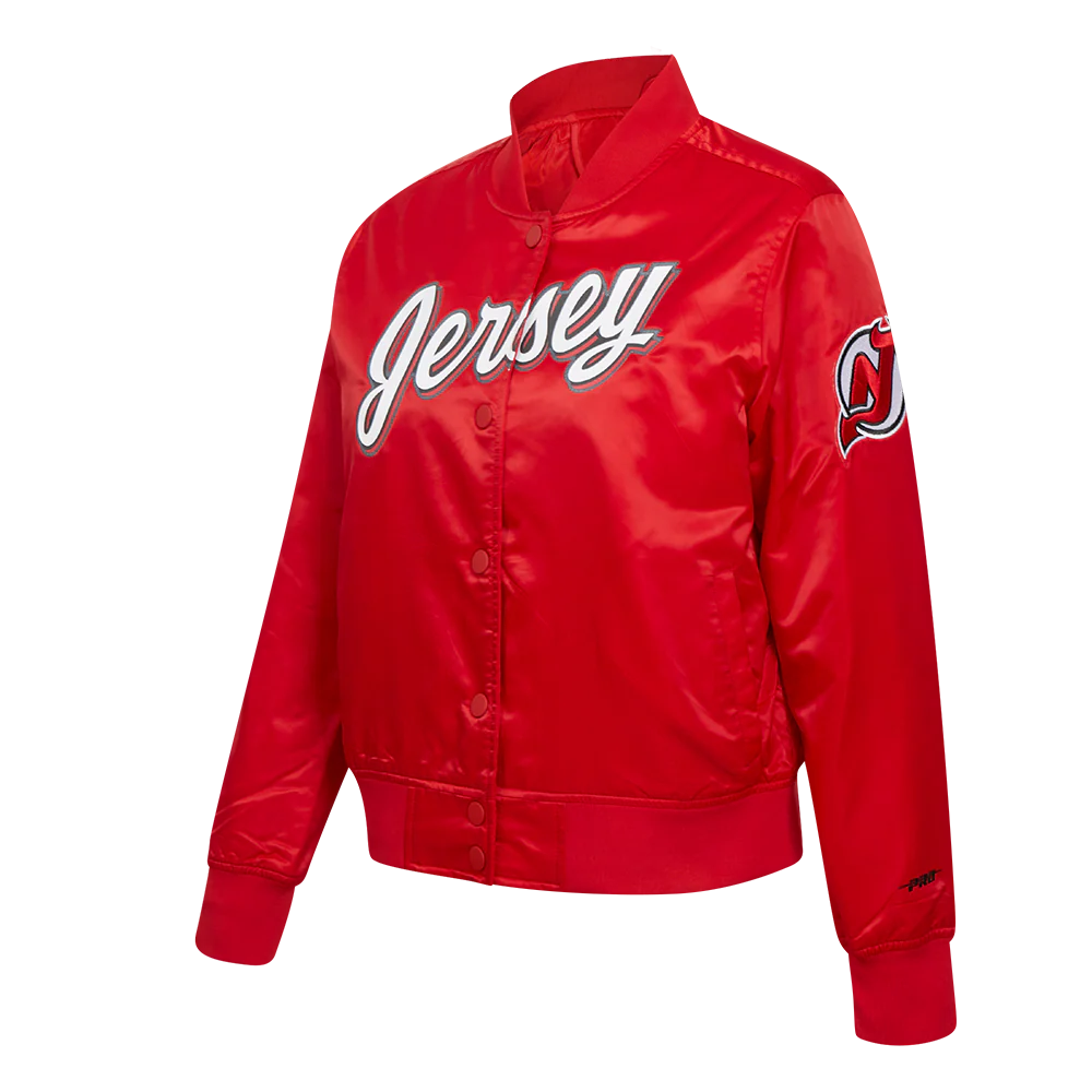NHL NEW JERSEY DEVILS CLASSIC WOMEN'S SATIN JACKET (RED) - Image 2