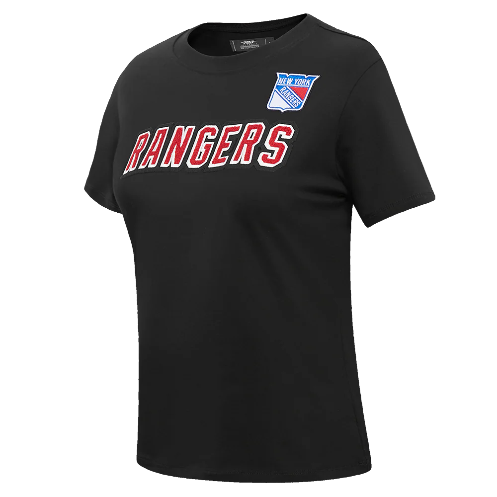 NHL NEW YORK RANGERS CLASSIC SHORT SLEEVE WOMEN'S SINGLE JERSEY SLIM FIT TEE (BLACK)